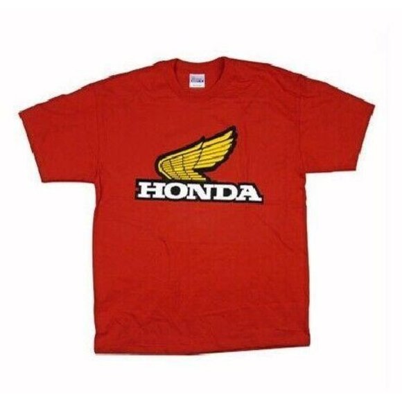 Honda Logo Red with Gold Wing Short Sleeve T-Shirt Metro Racing - NEW Fast Ship - Picture 2 of 6
